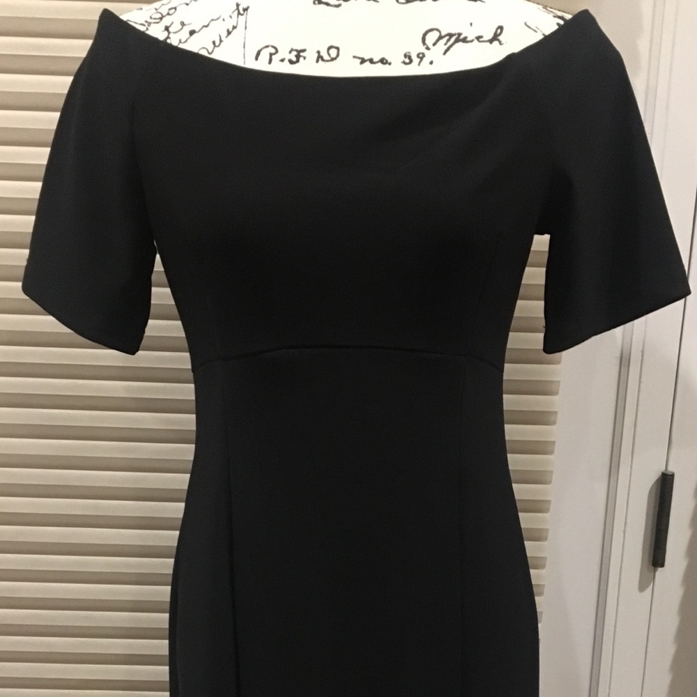 Boatneck off shoulder black party dress